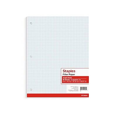 Staples® Graph Ruled Filler Paper, 8 x 10.5, White, 80 Sheets/Pack (ST25634D)
