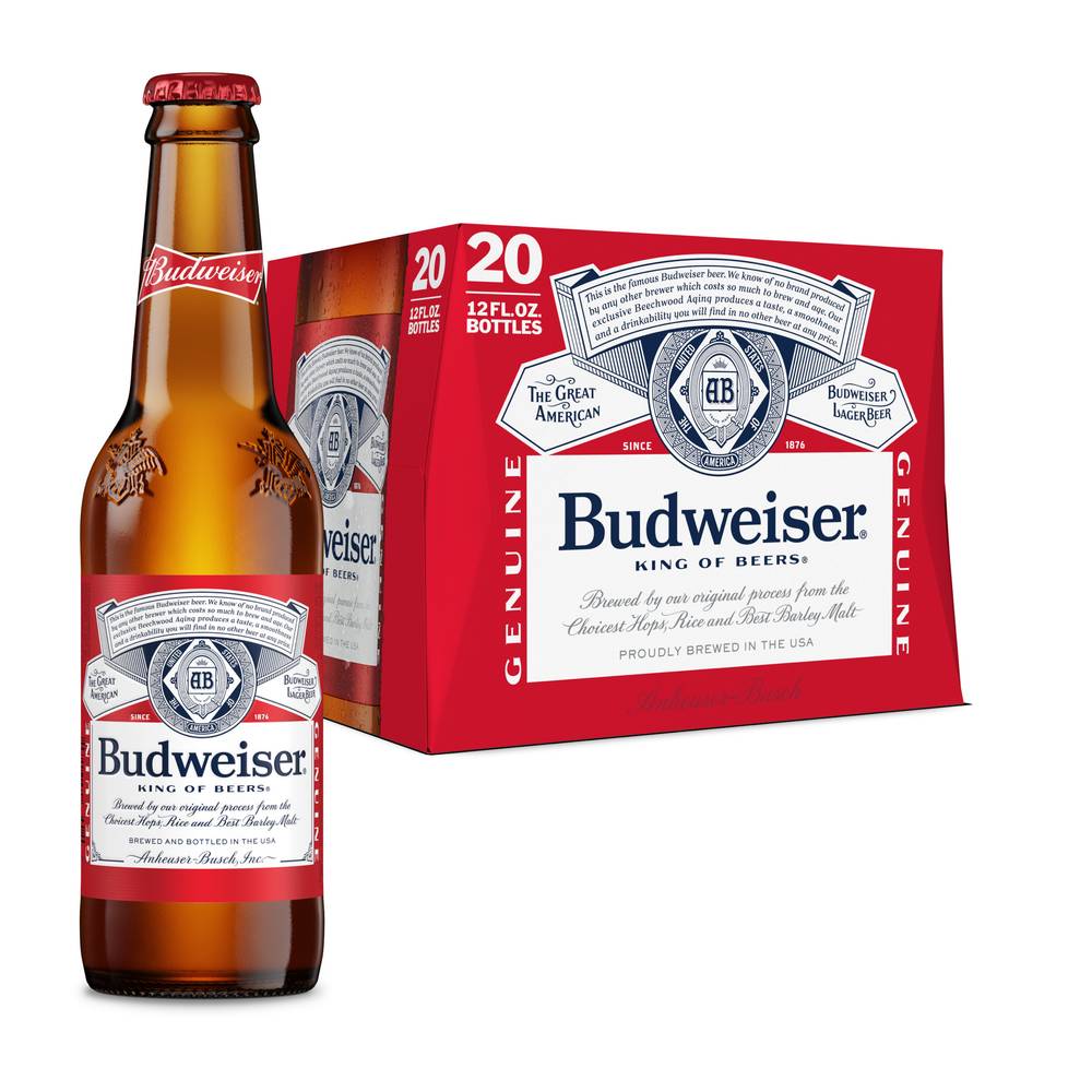 Budweiser Lager Beer (20 ct, 12 fl oz)