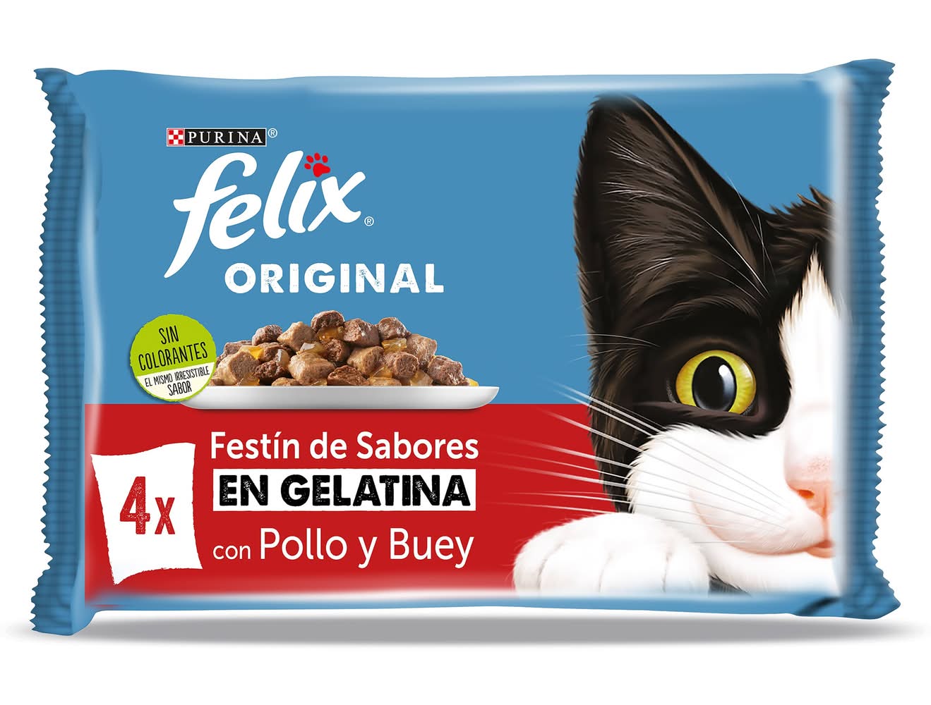 Alimento Para Gatos En Gelatina Sabor Carne Felix Bolsa 340 G