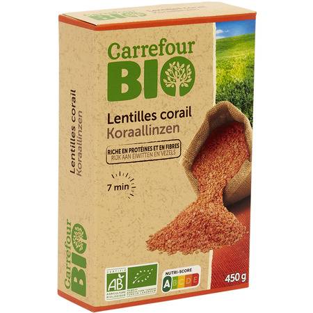 FID - Lentilles bio corail CARREFOUR BIO - le paquet de 450g