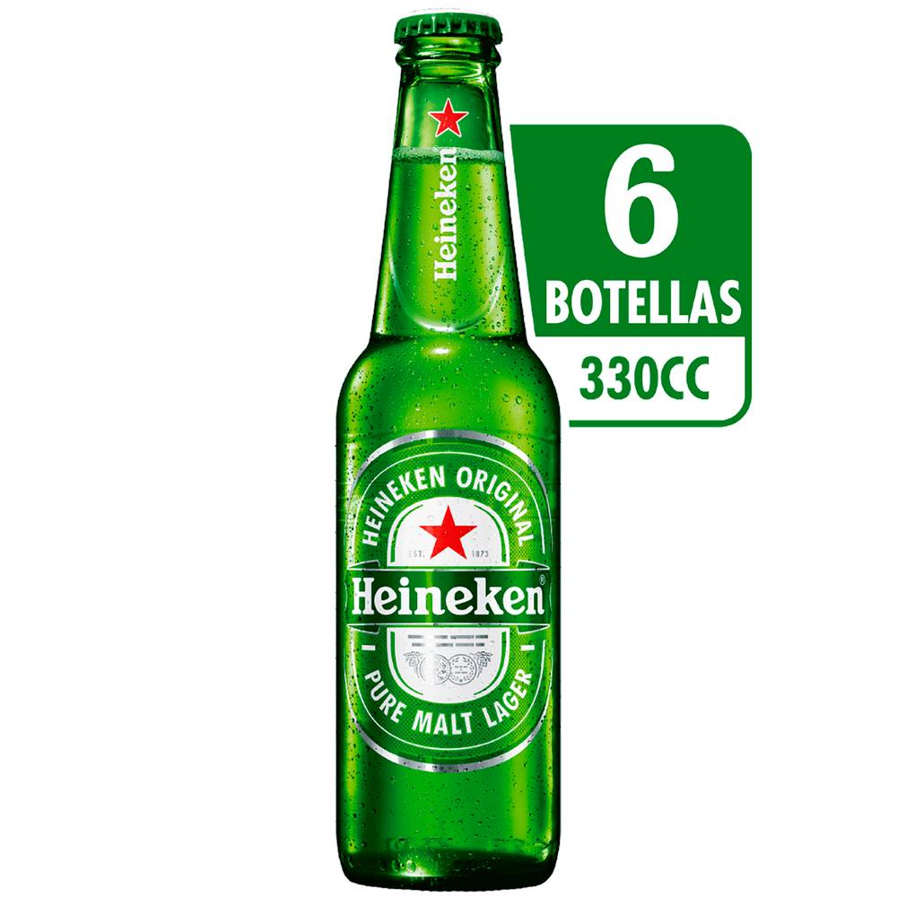 Heineken pack cerveza lager (6 u x 330 ml c/u)