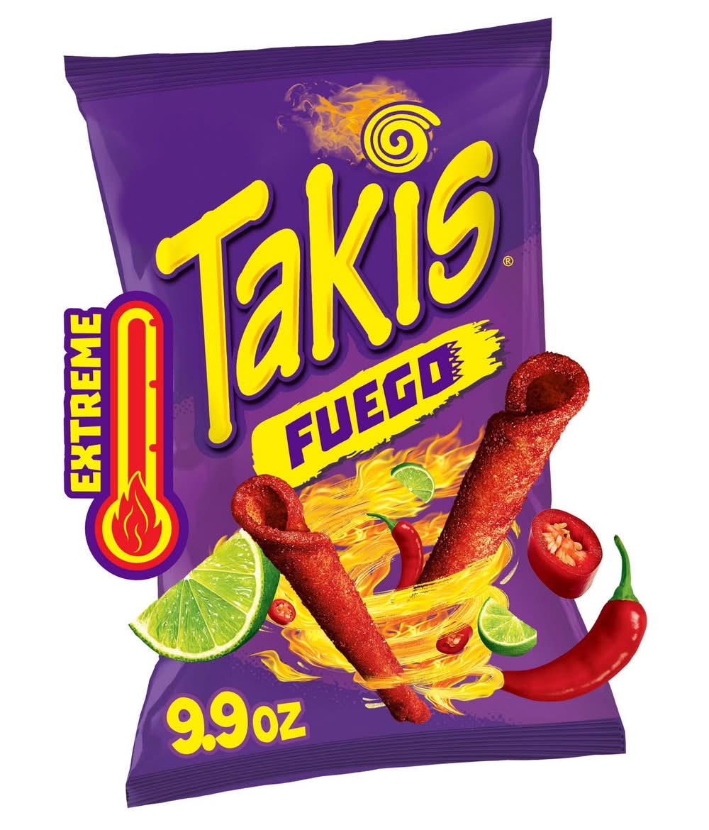 Takis Fuego Rolls Hot Chili Pepper & Lime Flavored Spicy Tortilla Chips, 9.9 Oz