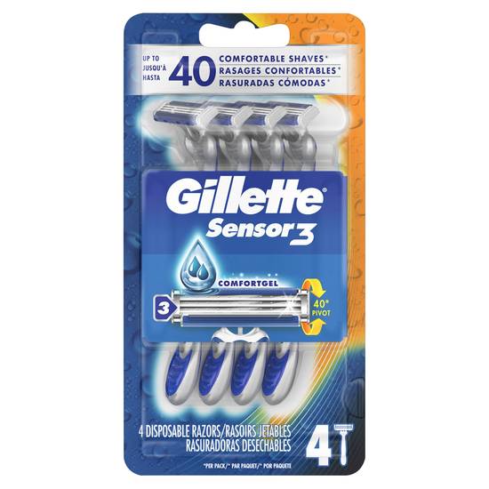 Gillette Sensor3 Comfort Mens Disposable Razor (4 ct)