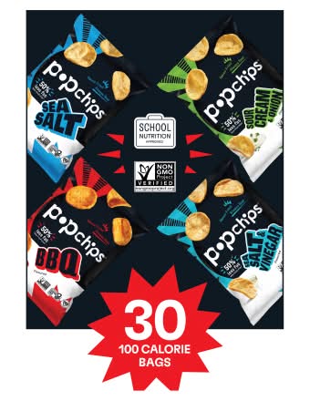 Popchips Potato Chips Snack Variety pack, Assorted (0.8 oz, 30 ct)