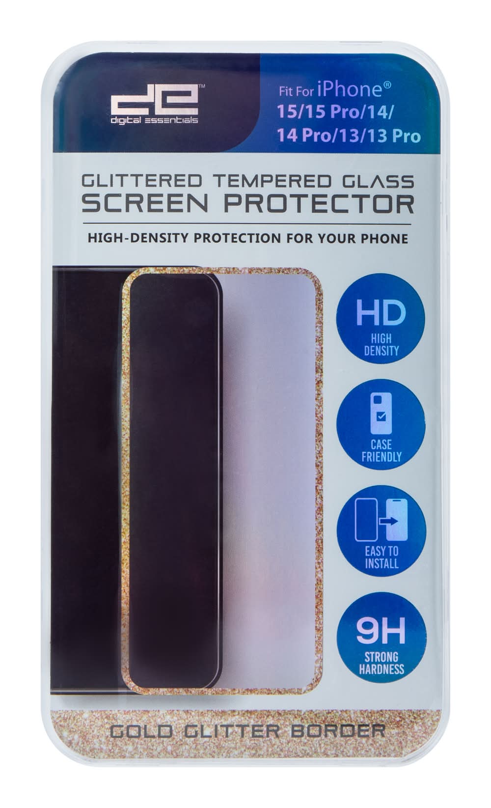 iPhone 15®/14® Glitter Ombre Tempered Glass Screen Protector Gold