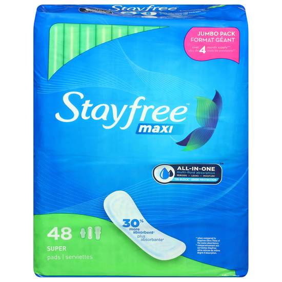 Stayfree Super Absorbency Maxi Pads (48 pads)