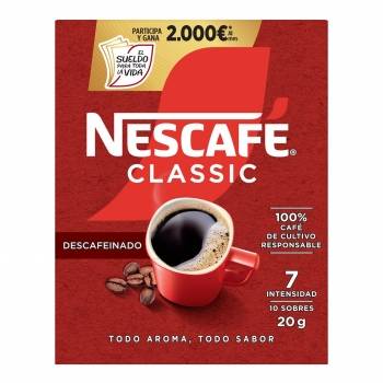 Café soluble descafeinado en sobres Nescafé Classic 10 ud.
