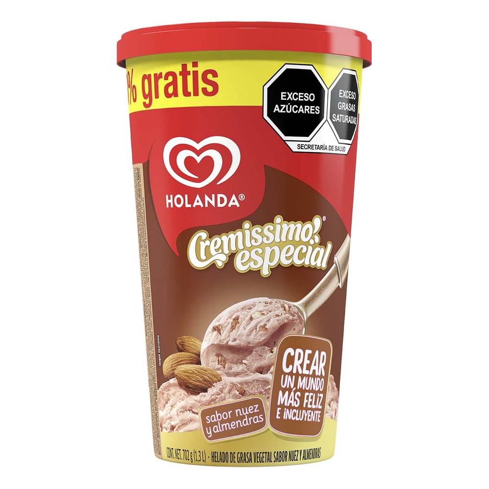 Helado Holanda Cremissimo Nuez Almendra 1.7 Lt