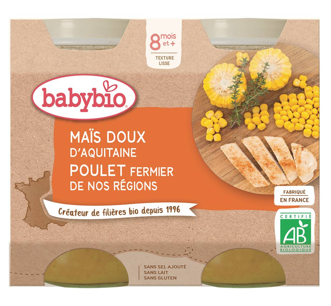 Babybio - Purée de légumes et viande de poulet bio pour bébés (2 pièces)