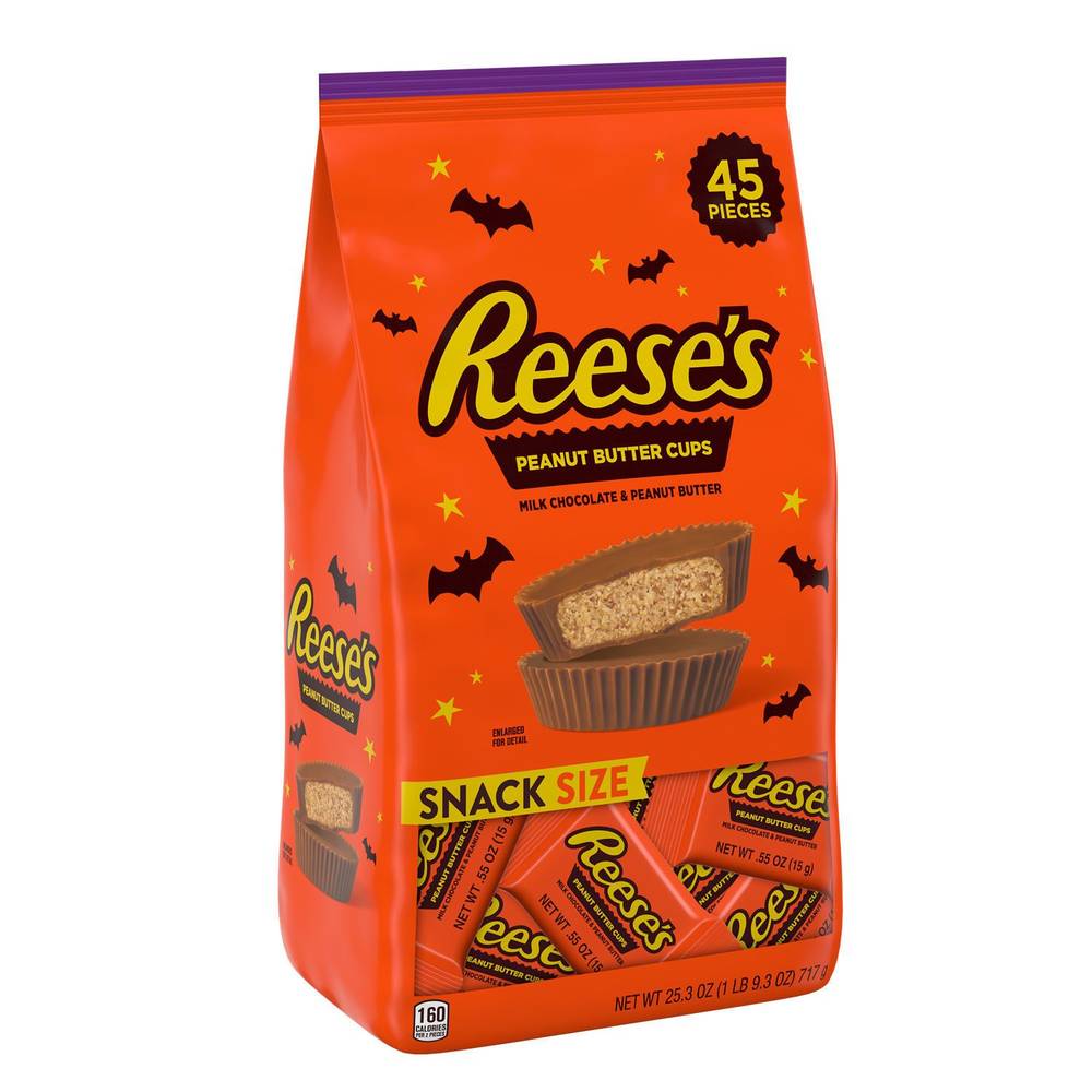 Reese'S, Milk Chocolate Peanut Butter Snack Size Cups, Candy Bag, 45 Ct, 25.3 Oz