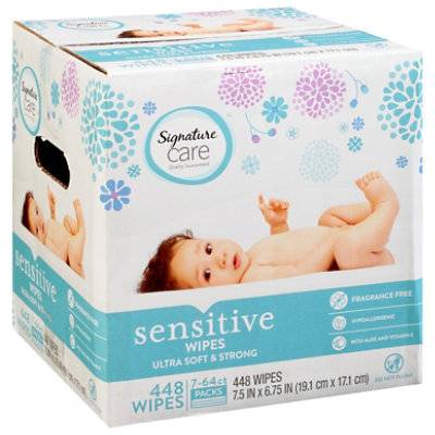 Signature Select/Care Wipes Sensitive Ultra Soft & String Fragrance Free 3 Packs - 7-64 Count