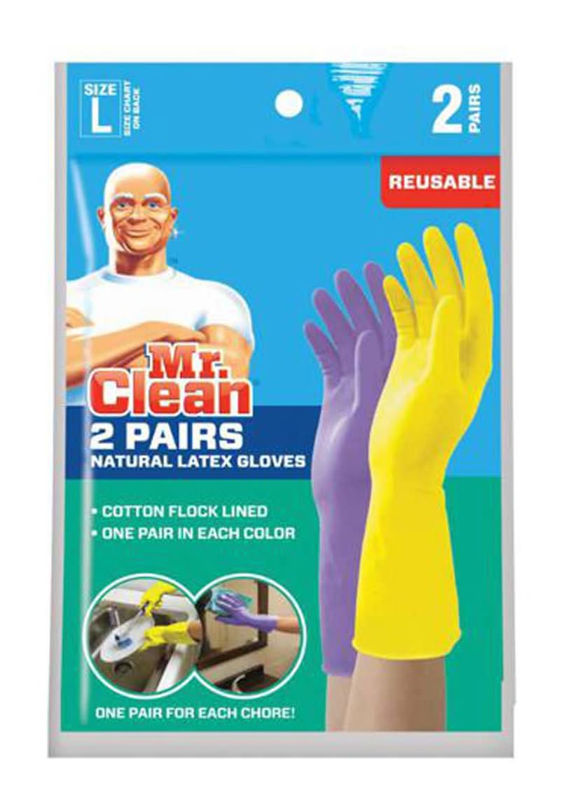 Mr. Clean Reusable Natural Latex Gloves Large 2 Pair