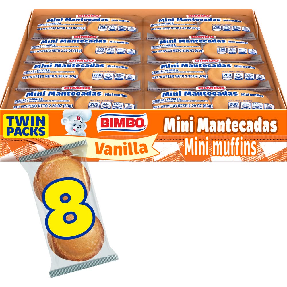 Bimbo Mini Mantecadas Mini Muffins, Vanilla (8 x 2.2 oz)