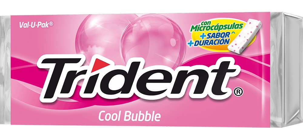Trident · Goma de mascar cool bubble sin azúcar, frutas-tutti frutti (18 un)