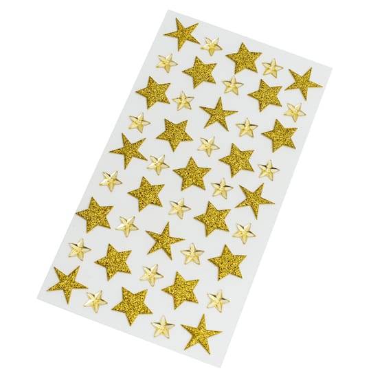 Recollections Glitter Star Stickers, Gold (45 ct)