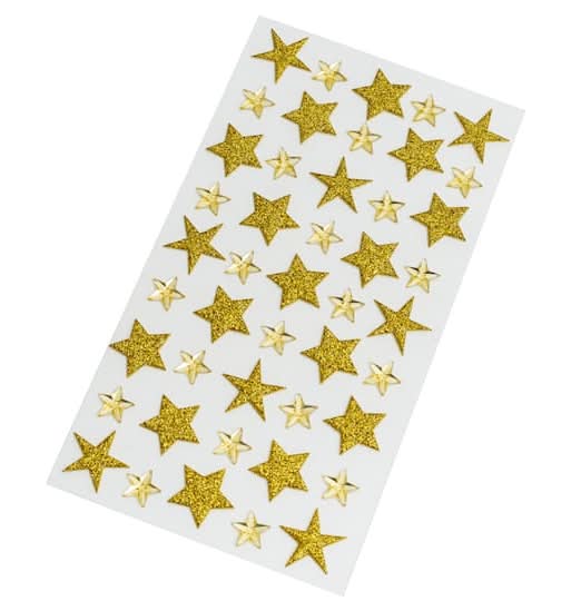 Recollections Glitter Star Stickers, Gold (45 ct)