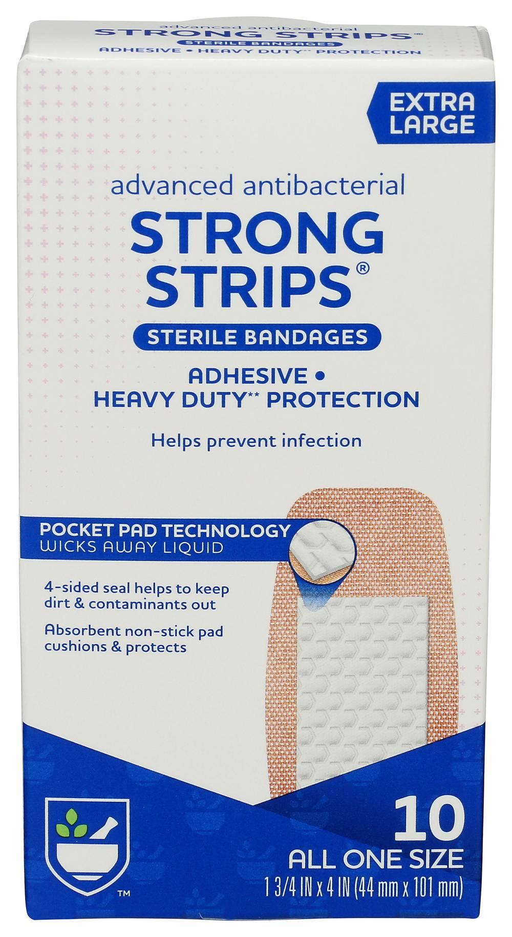Rite Aid Advanced Antibacterial Strong Strips Adhesive Bandages Extra Large (10 ct)