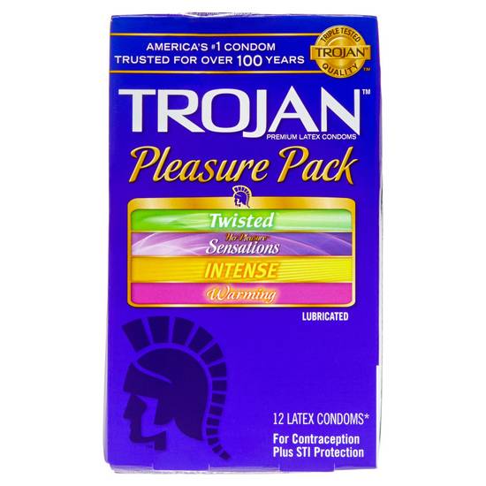 Trojan Pleasure Pack Lubricated Condoms 12ct