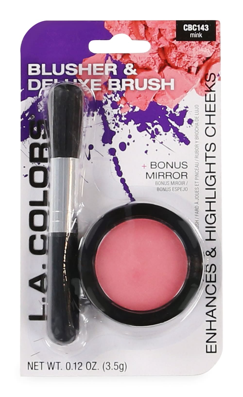 L.A. Colors® Blush & Deluxe Makeup Brush - Pink Mink