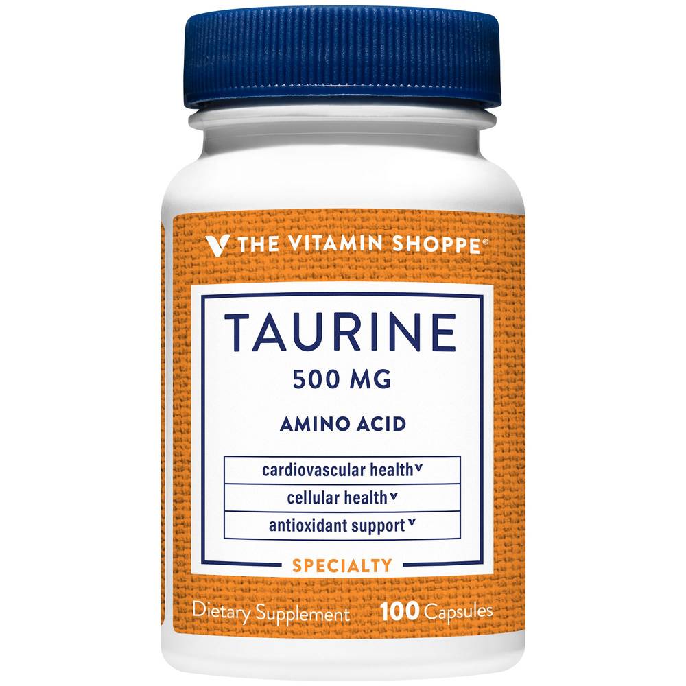 Taurine - Free-Form Amino Acid For Cardiovascular Health - 500 Mg (100 Capsules)