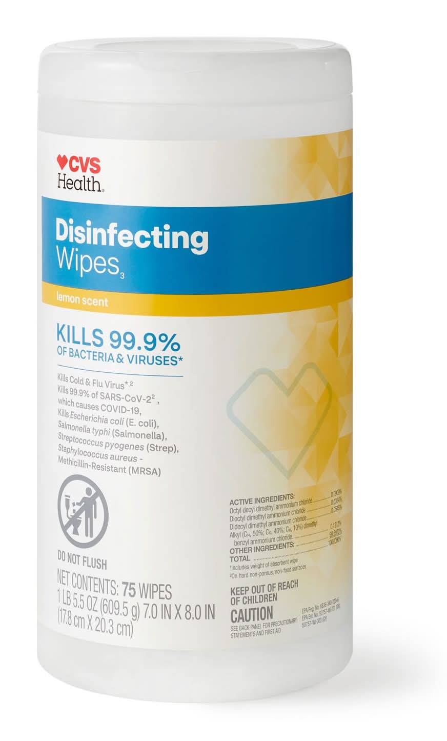 Cvs Disinfecting Wipes, Lemon Scent, 75 Ct