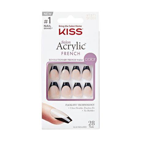 KISS Salon Acrylic French False Nails Kit ( 28 ct)(Flame)