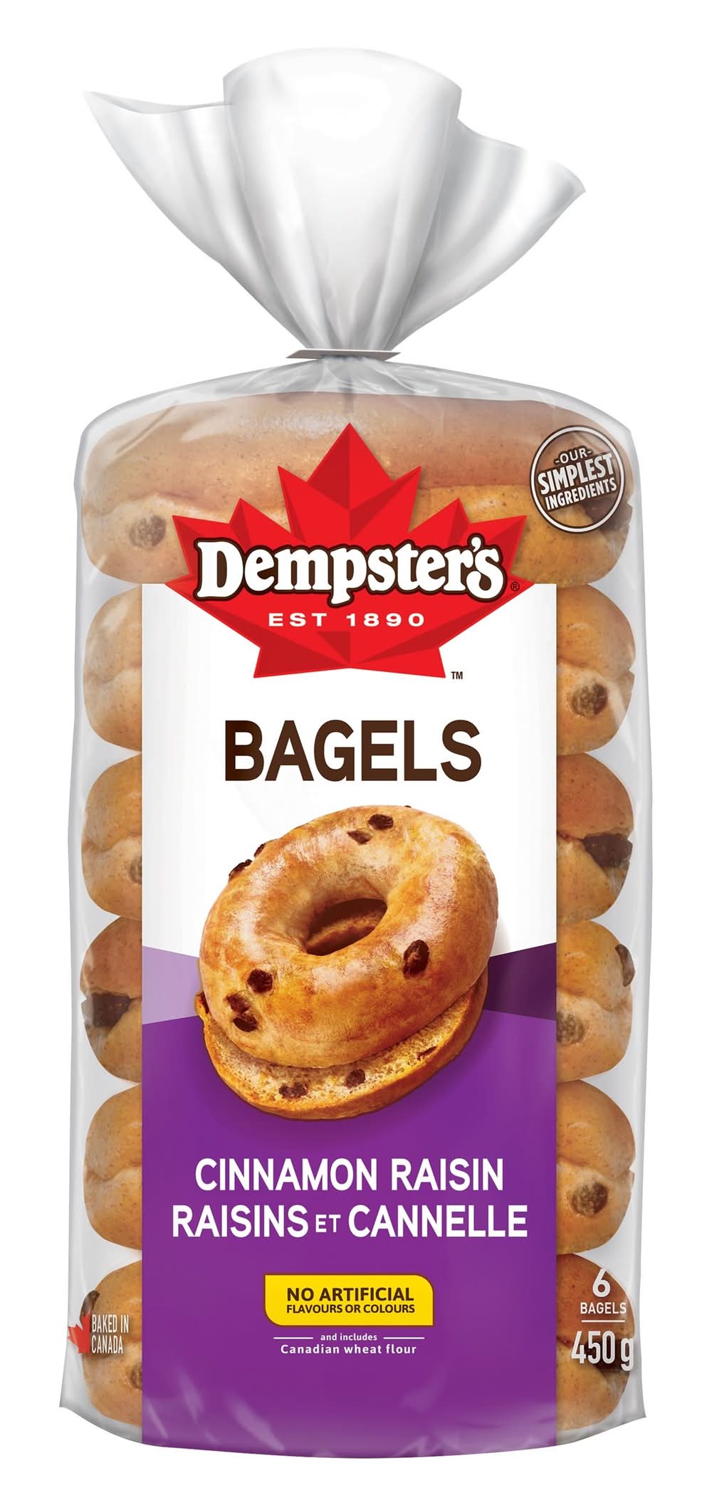 Dempster's bagel raisin cannelle (450gr) - cinnamon raisin bagels (450 g)