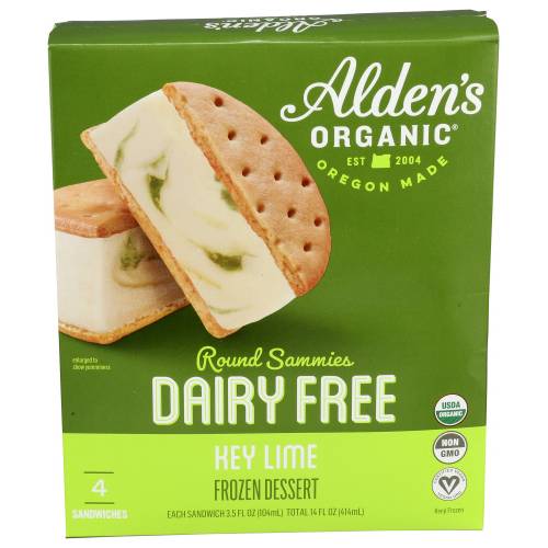 Alden's Organic Organic Key Lime Dairy Free Frozen Dessert Round Sammies 4 Pack