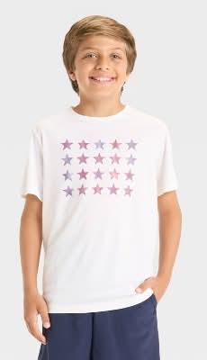 Boys' Short Sleeve 4th of July Star Graphic T-Shirt - All In Motion™ White L