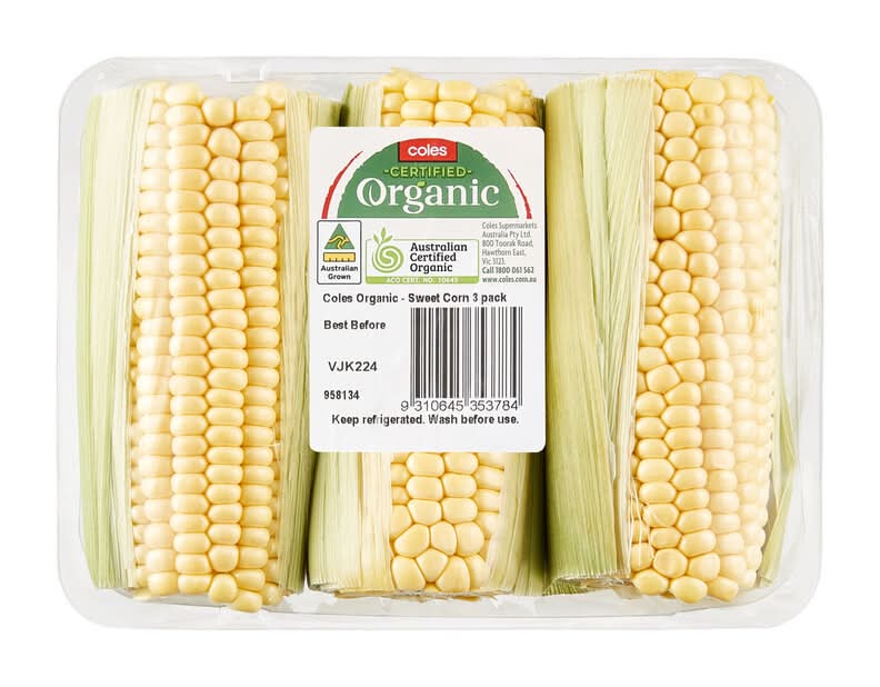 Coles Organic Sweet Corn 3 pack