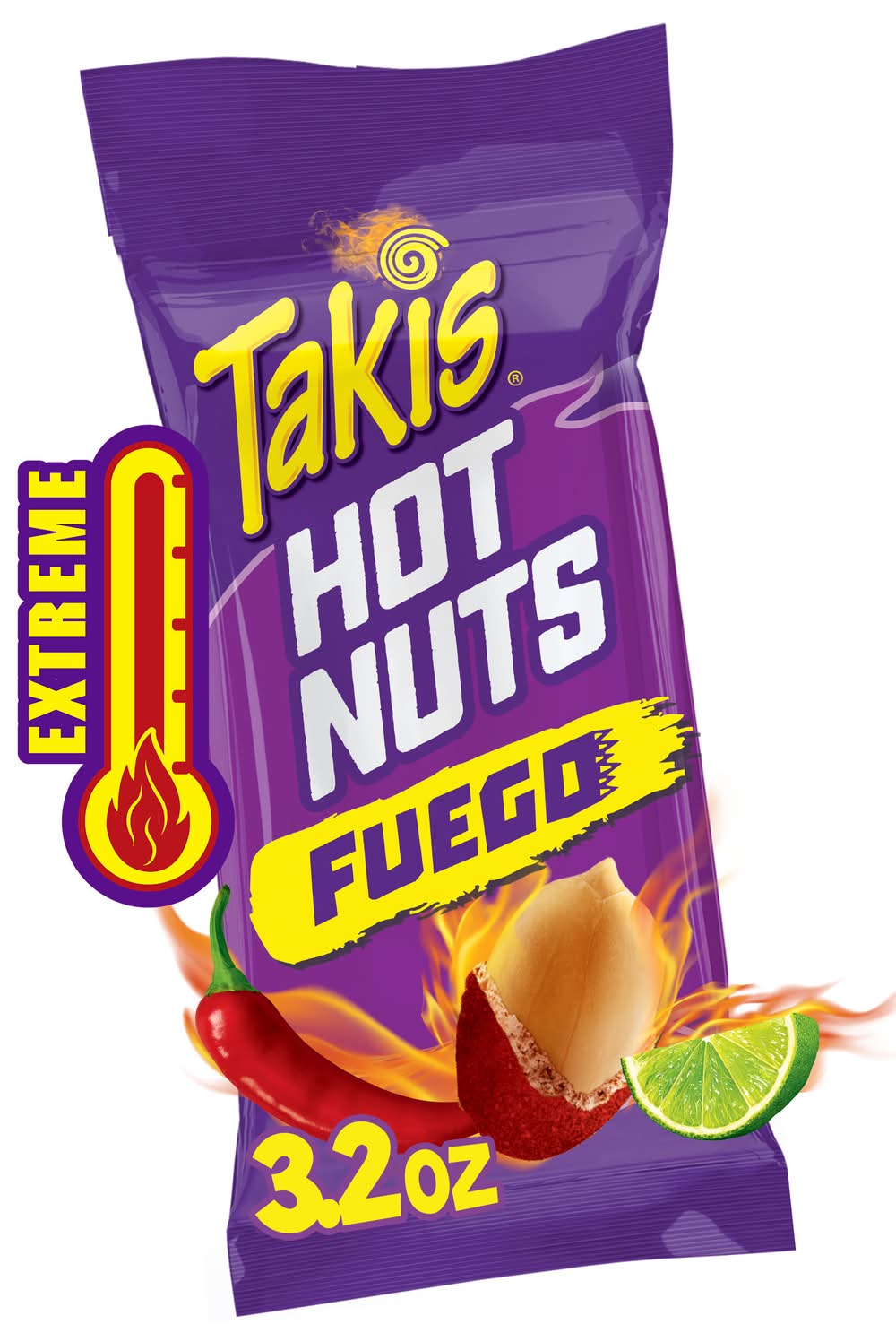 Takis Double Crunch Hot Nuts Peanuts, Fuego (3.2 oz)