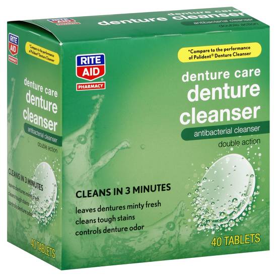 Rite Aid Pharmacy Double Action Denture Care Antibacterial Cleanser (40 ct)
