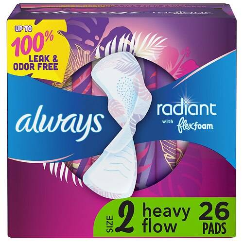 Always Radiant Pads, Heavy with Wings Clean Scent, Size 2 - 26.0 ea