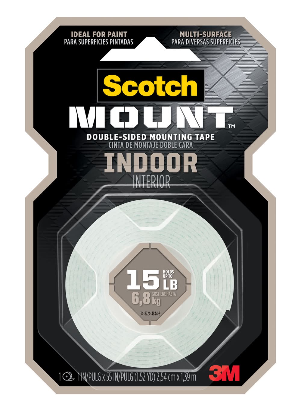 3M Scotch-Mount 55 In. L X 1 In. W Double-Sided Mounting Tape
