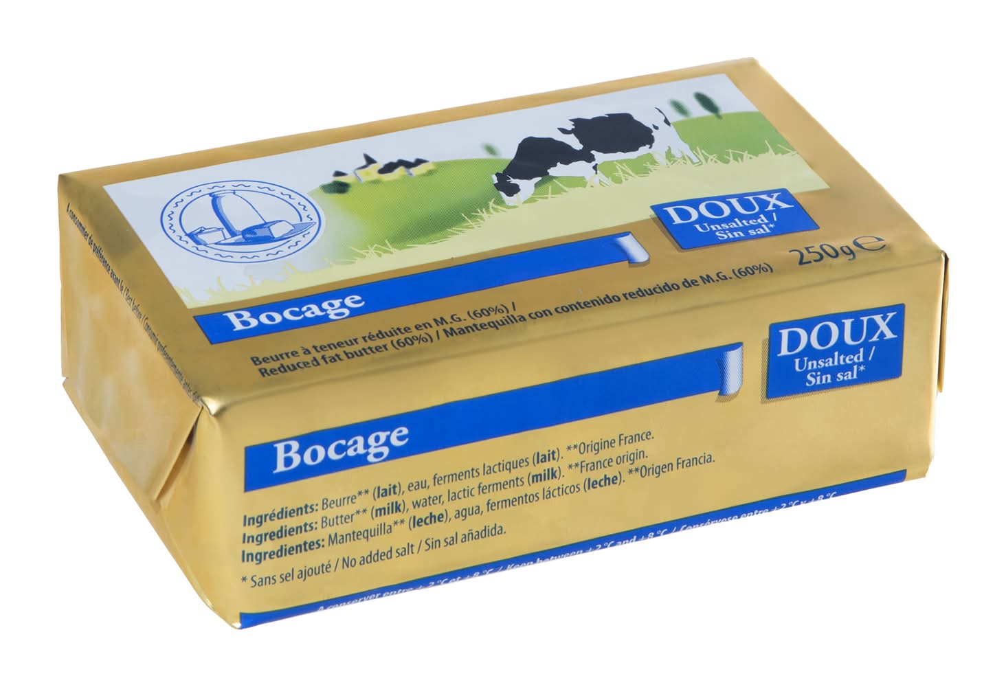 Mantequilla sin sal baja en grasa · Bocage (250 g)