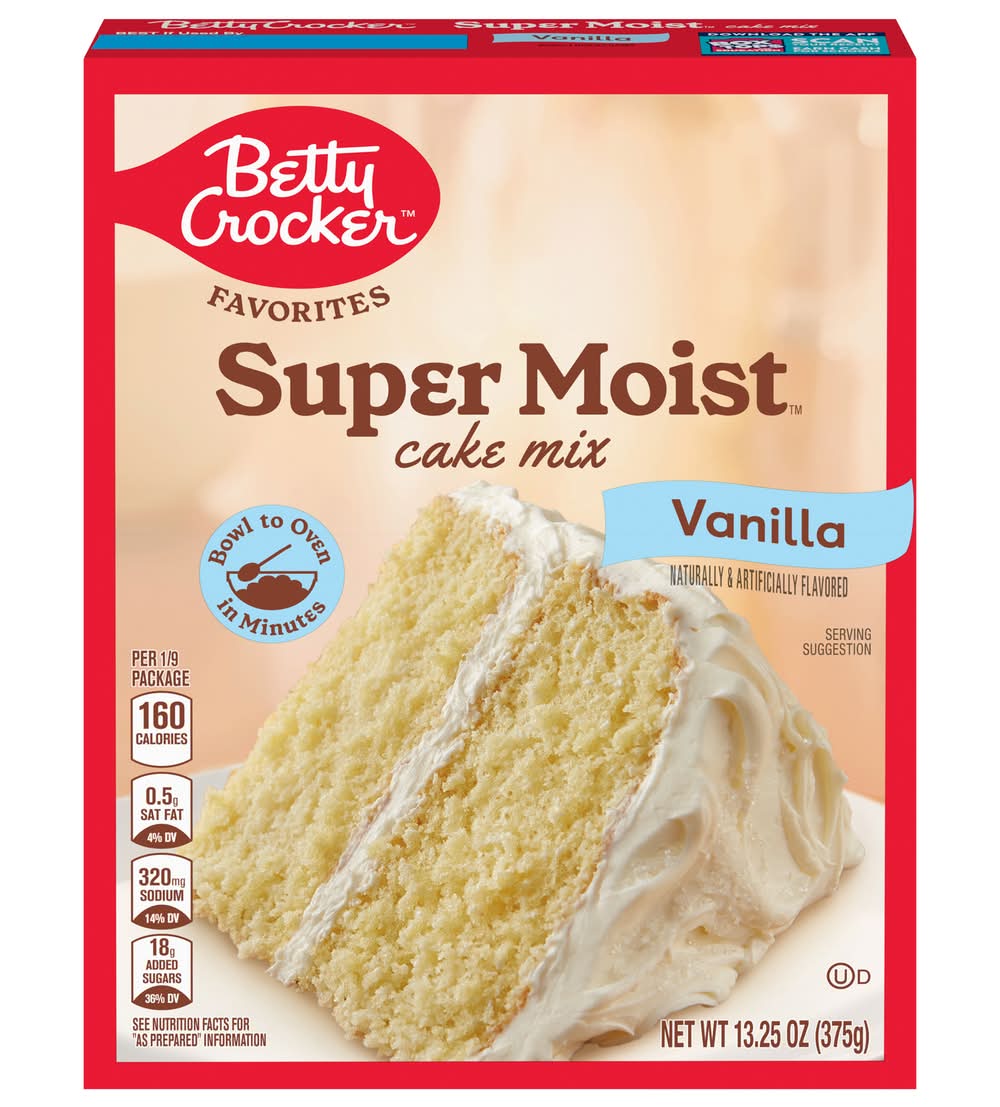 Betty Crocker Supermoist Cake Mix, Vanilla (13.25 oz)