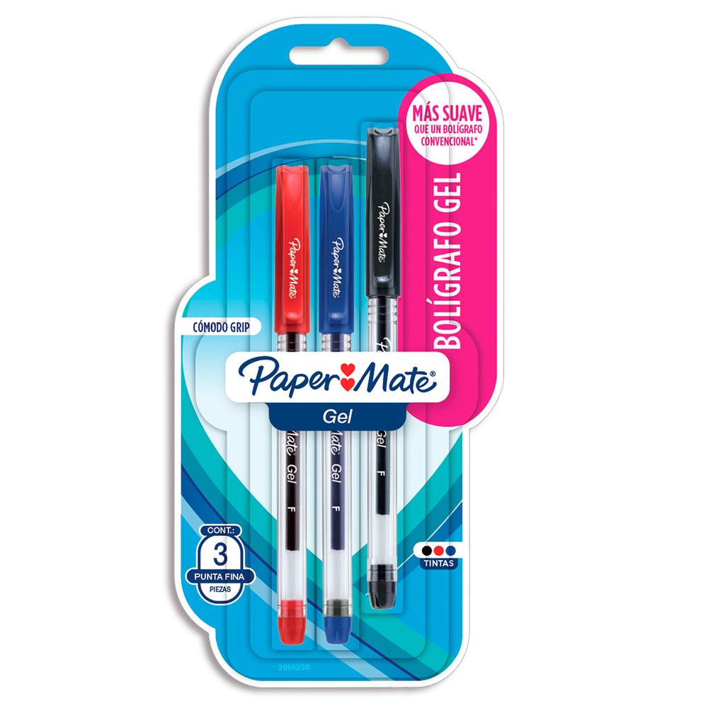 Paper mate bolígrafos gel punta fina (3 piezas)