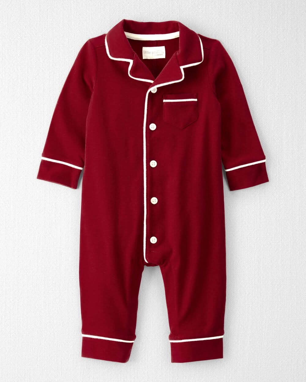 Baby Organic Cotton Coat Style Pajamas - Perfect Red - 3M