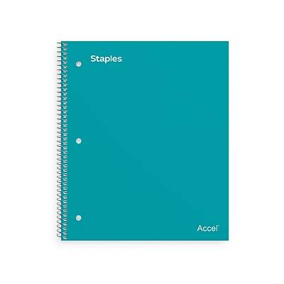 Staples Accel 1 Subject Notebook College Ruled 100 Sheets 20955m, Teal