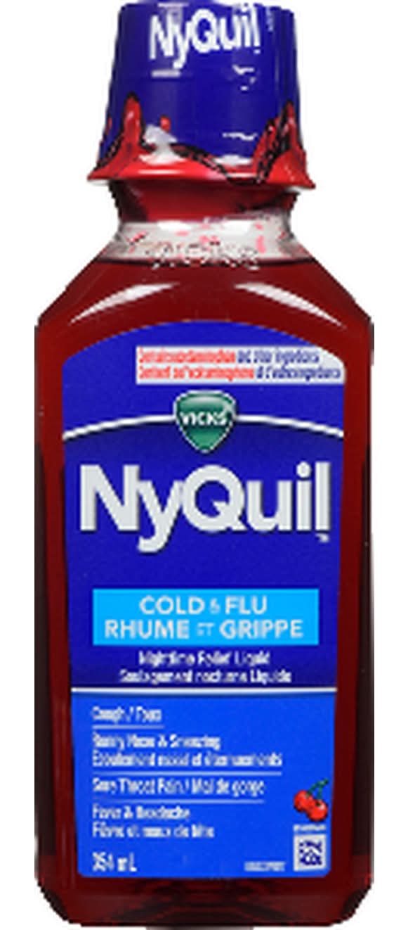 Vicks Nyquil Cold & Flu Nighttime Relief Liquid, Cherry (354 g)