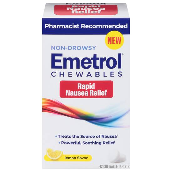 Emetrol Non-Drowsy Lemon Flavor Rapid Nausea Relief Chewable Tablets