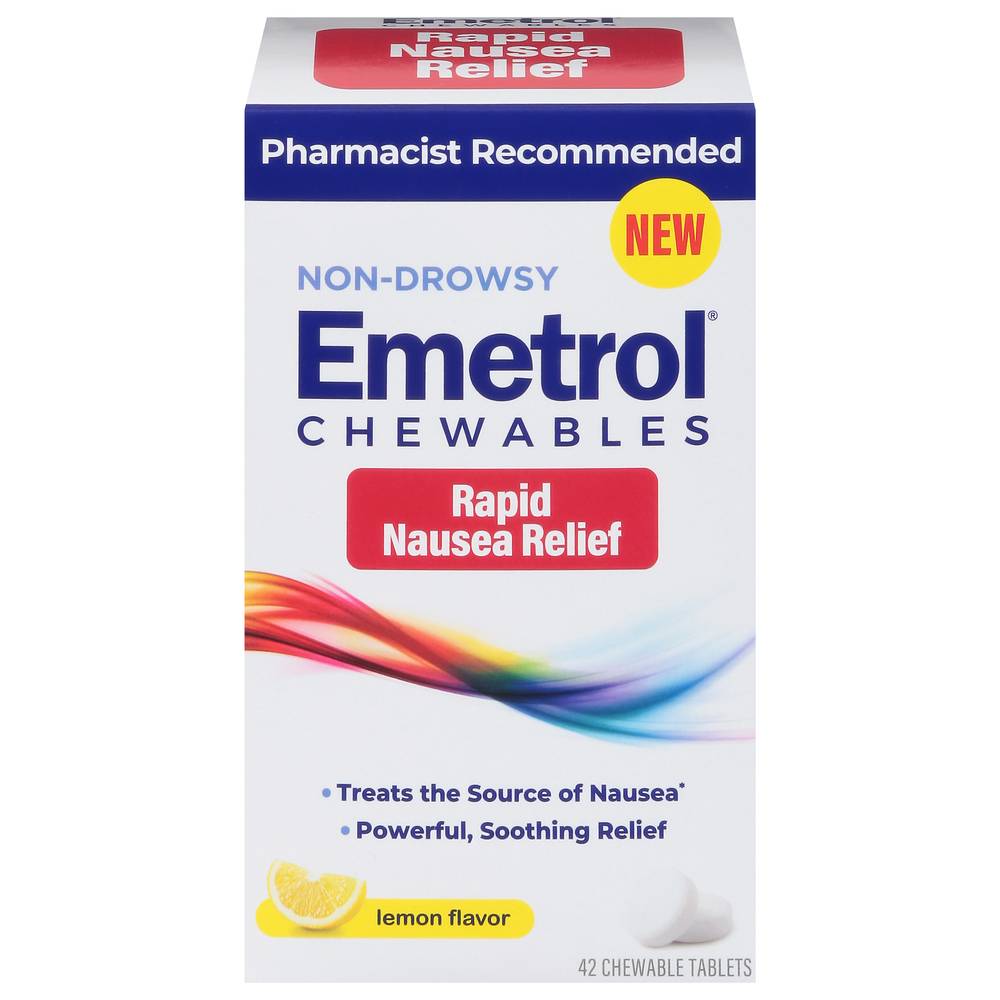 Emetrol Non-Drowsy Lemon Flavor Rapid Nausea Relief Chewable Tablets (3.84 oz)