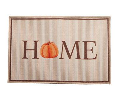 "Home" Beige Stripe Pumpkin Kitchen Mat, (30" x 20")