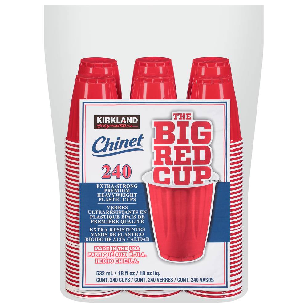 Kirkland Signature Chinet Heavyweight Plastic Cups, Red (240 ct)