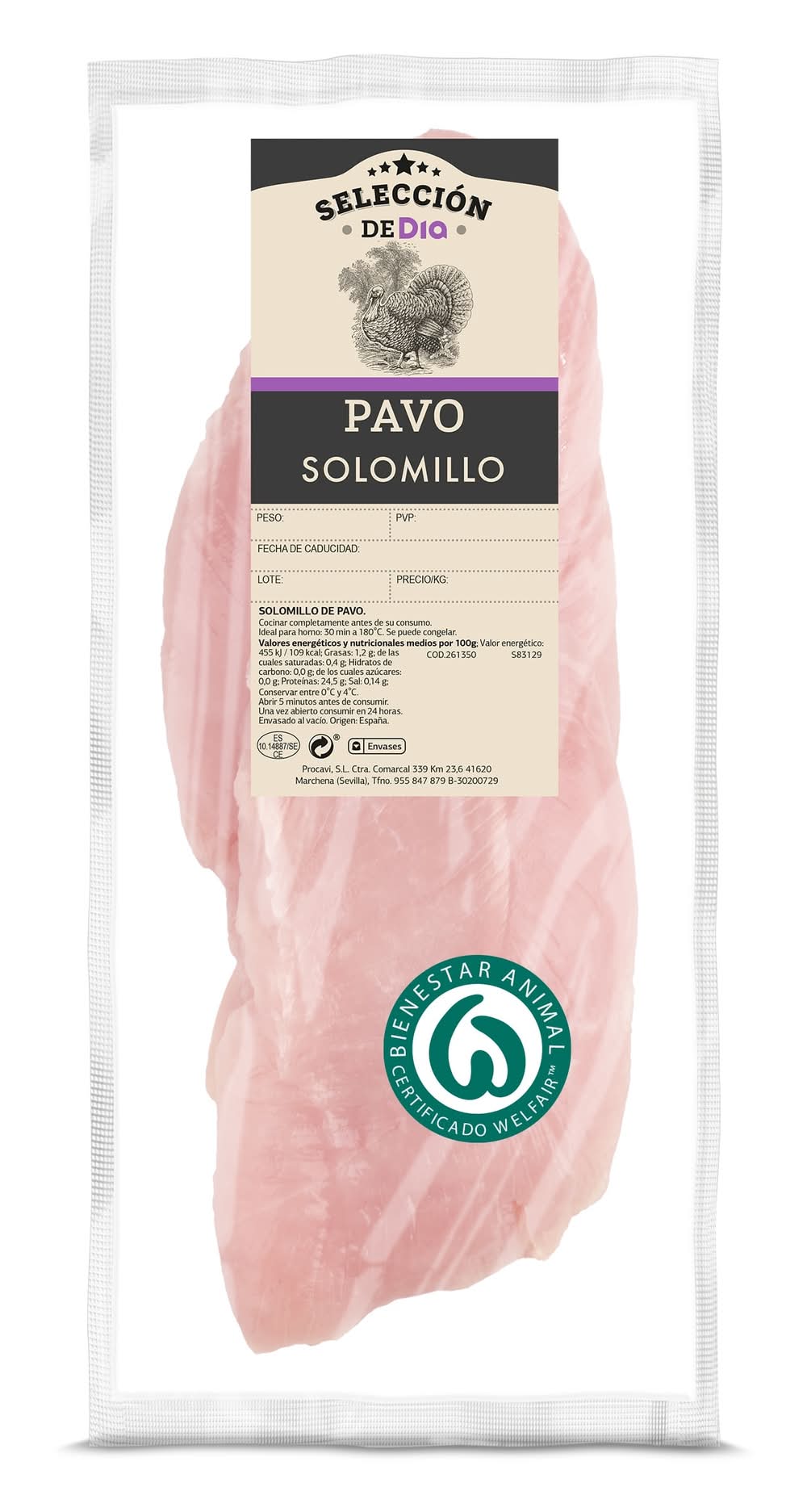 Solomillo De Pavo Selección De Dia Bandeja 400 G Aprox.