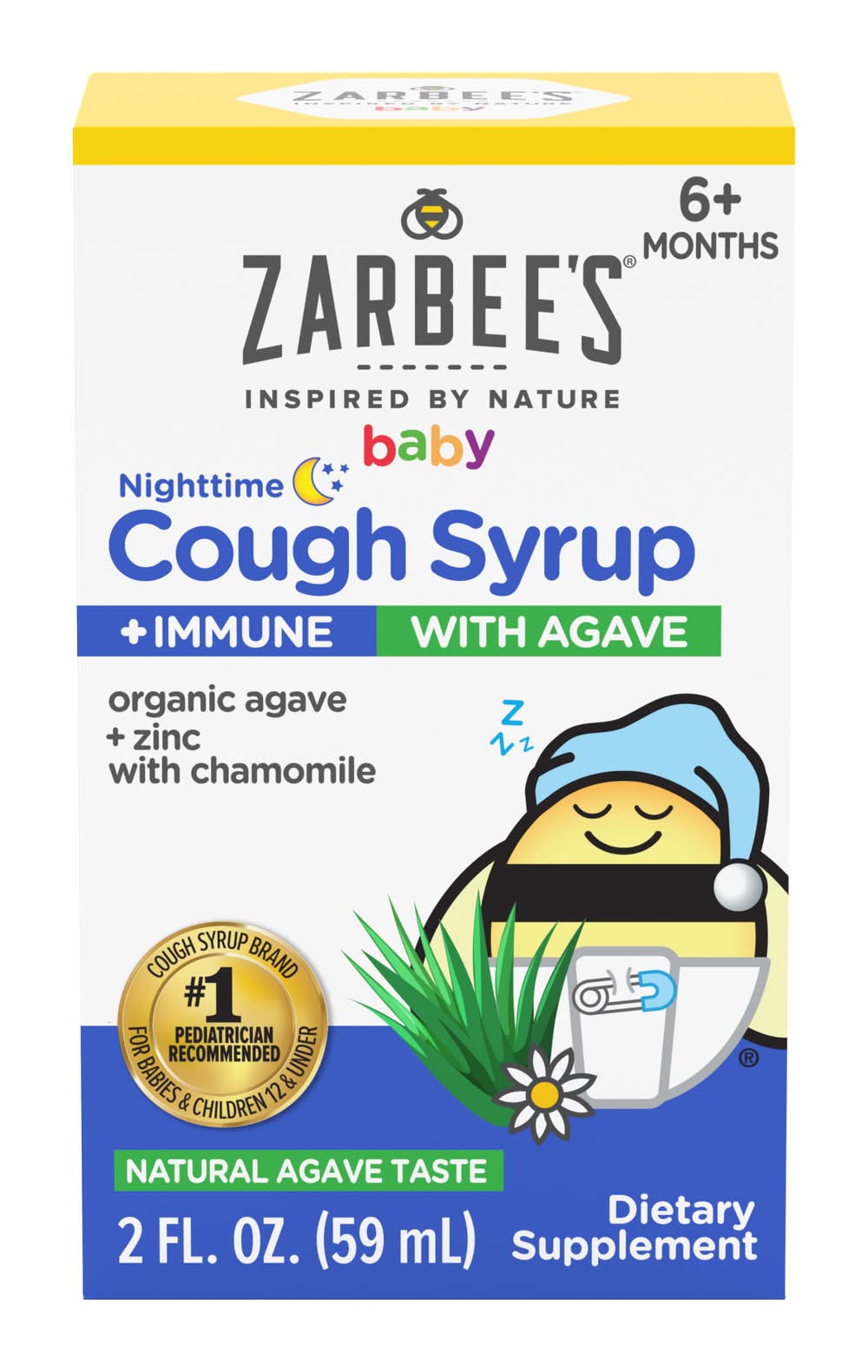 Zarbee's Baby Nighttime Cough Syrup + Immune Agave, 6 M+ (2 fl oz)