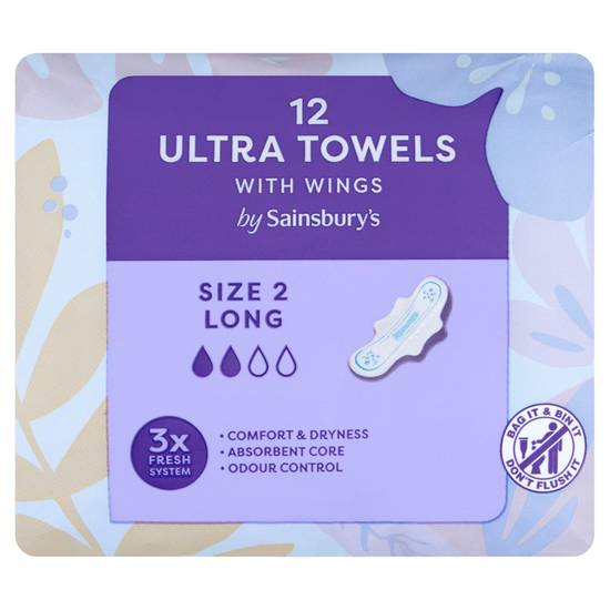 Sainsbury's Ultra Towels with Wings Long Size 2, x12