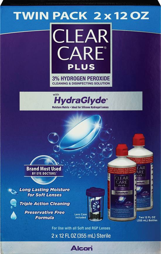 Clear Care Plus Cleaning and Disinfecting Solution, 12 fl oz, Twin Pack