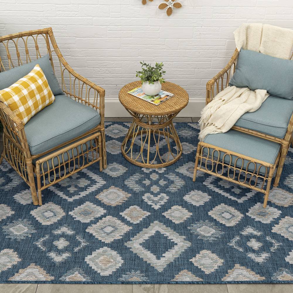 Origin 21 Diamond 5 X 7 (ft) Blue Outdoor Area Rug | R1197 665 063090