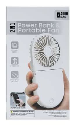 2-In-1 Power Bank & Portable Fan 4000MAh White